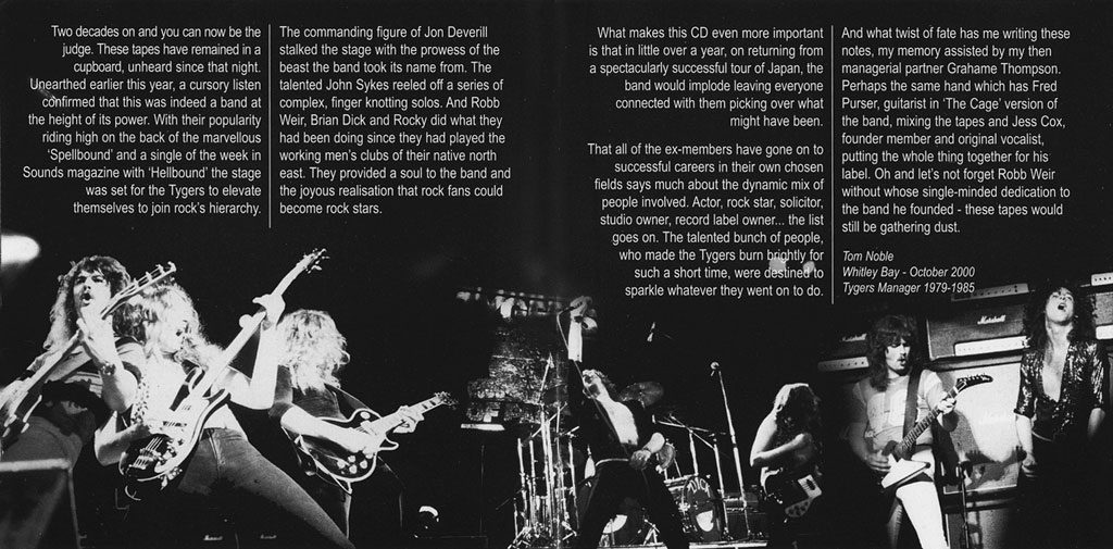 tygers cd booklet page